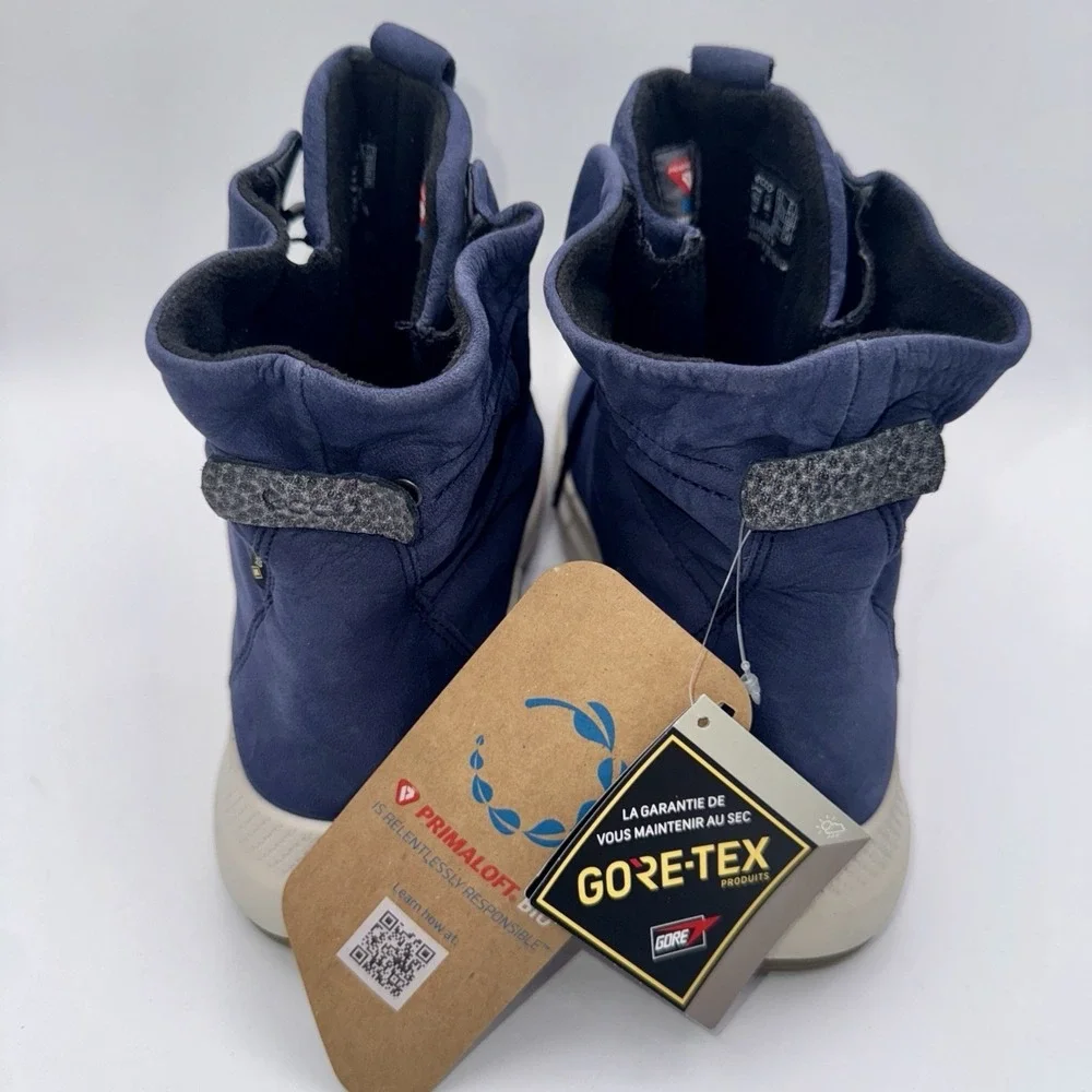 ECCO Solice Boots Women's Size 10 EU 41 Blue Waterproof‎ Leather